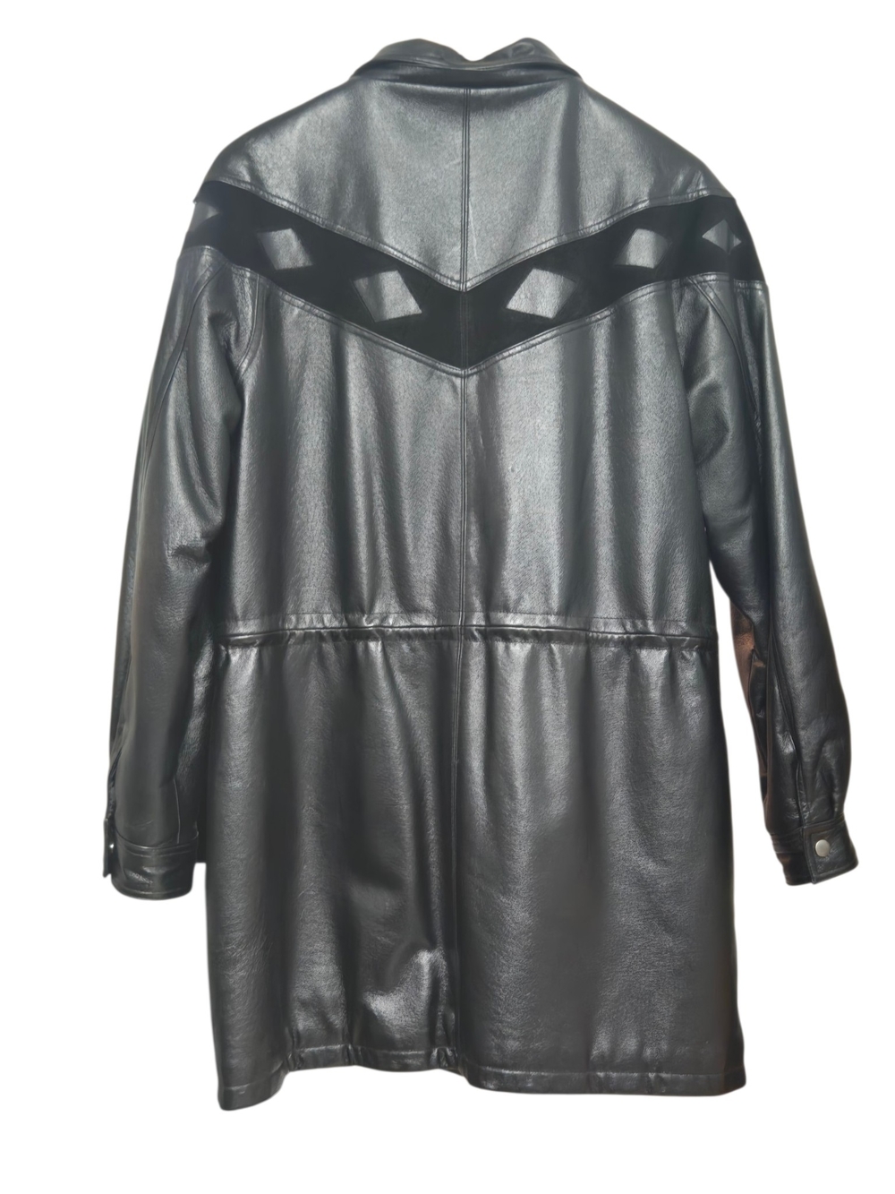 Vintage Sequence Black Genuine Leather & Velvet Western Jacket Women's Size 10 - Picture 3 of 11